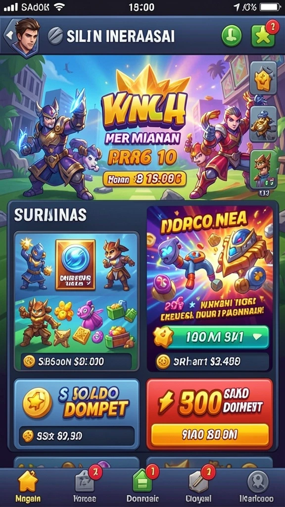 Tampilan awal permainan yang menarik dan penuh warna.
